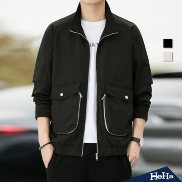 【HeHa】立領大口袋拉鍊外套 兩色