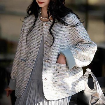 【巴黎精品】現貨+預購頂級法式毛呢外套大衣OL西裝小香風外套寬鬆秋冬大碼休閒女裝-老錢風羊毛圓領a1lk27