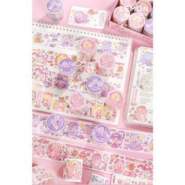 🍋檸檬青🍋新款現貨時空旅行系列4款4.5cm*2m自帶離型紙可愛手繪卡通膠帶貼紙手帳裝飾素材