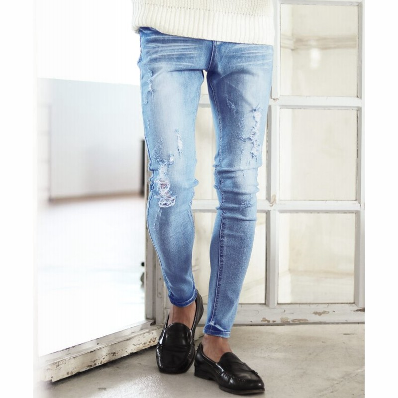 ジギーズショップ スーパー ストレッチ デニム クラッシュデニム パンツ ダメージ スキニー ジーンズ メンズ デニム スキニーパンツ スキニーデニム ストレッチ メンズ ブルー系1 Xl Jiggys Shop 通販 Lineポイント最大1 0 Get Lineショッピング