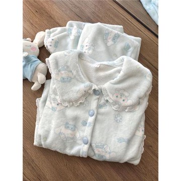 娃娃領珊瑚絨睡衣女秋冬季可愛三麗鷗玉桂狗加絨加厚法蘭絨家居服