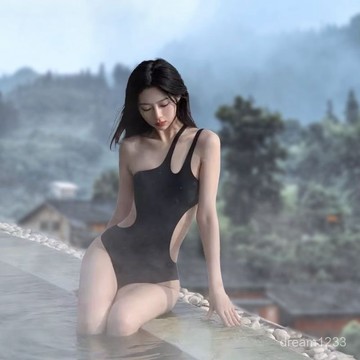 【限時特惠】 新款歐美泳衣2025純色比基尼性感爆款溫泉高級女士連體泳裝 泳衣 比基尼 泳裝