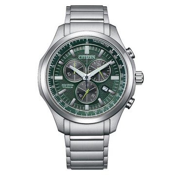 【CITIZEN】星辰 Eco-Drive光動能 AT2530-85X 鈦金屬 藍寶石鏡面 三眼計時男錶 綠/銀 43mm