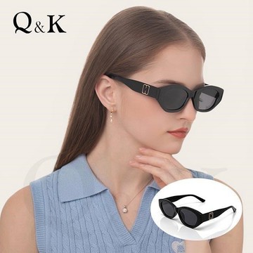 【Q&K】魅影貓眼偏光墨鏡/曜影黑/TR90輕量彈性鏡架/抗UV400/高級俐落時髦百搭