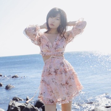 洋裝長袖連身裙-露背露腰印花繫帶女連衣裙73ye6【獨家進口】【米蘭精品】