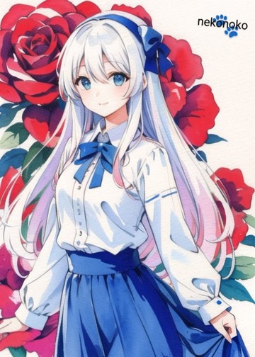 貓咪 小孩 花與妳的物語 被花朵環繞