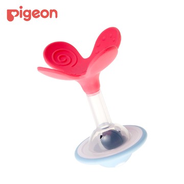 日本 Pigeon 貝親 固齒器 3個月以上-粉紅色三葉草