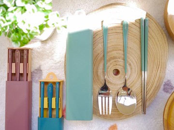 馬卡龍不鏽鋼三件式餐具組(森林綠)  客製化/開學禮物/企業贈品