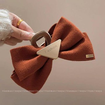 秋冬美拉德蝴蝶結抓夾大號發量大鯊魚夾高級感發夾后腦勺2025新款