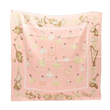 HERMES 愛馬仕 La Danse Scarf 90 方巾 粉色 絲綢 【二手名牌BRAND OFF】