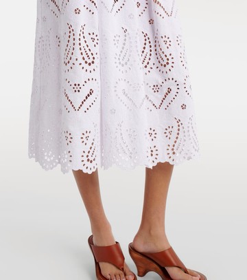 Etro Broderie anglaise cotton-blend midi skirt