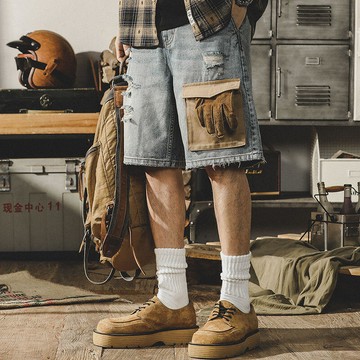 【台灣出貨】工作 五分 大碼短 戰術 純色短 工裝 男夏季 工裝短 男士短 傑美式復古短男夏季寬松