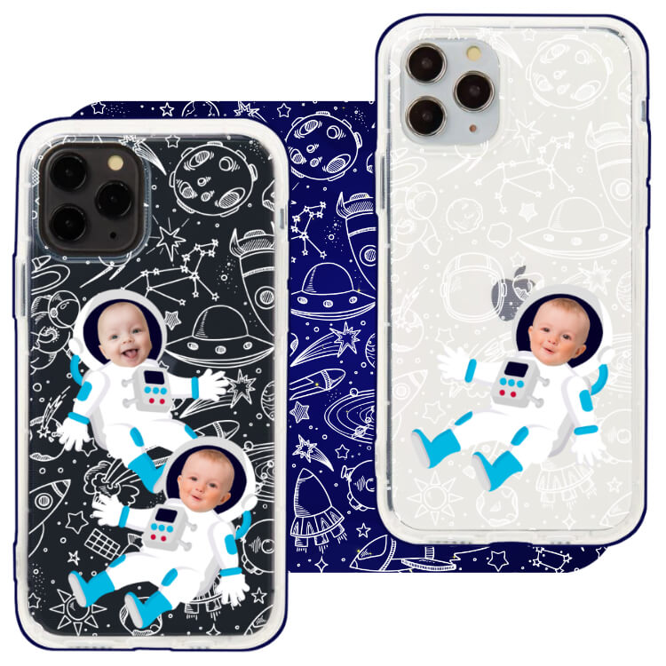 ㊞-頭像-白線插畫-夢想成為太空人 透明空壓殼 Unicorn手機殼♥