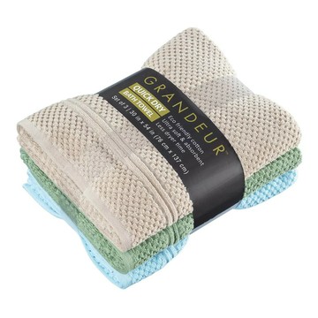 Grandeur 快乾浴巾 3入組 76公分 X 137公分 金/綠/淺藍