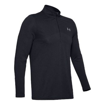 Men's Under Armour Seamless 1/2 Zipper Sports Long Sleeves T-shirt Black
