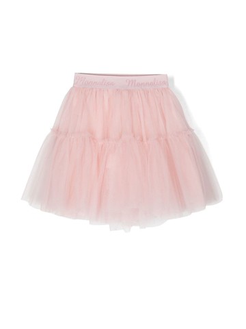 Monnalisa - logo-waistband tutu skirt - kids - Cotton/Polyamide - 11 - Pink