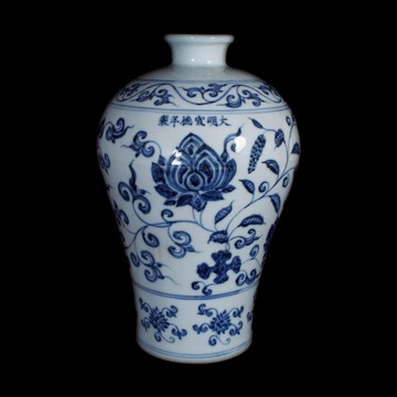 《博古珍藏》明宣德．青花纏枝蓮紋梅瓶．早期收藏．老件文物．花瓶瓷器．博物館級．附錦盒．底價回饋