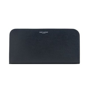 YSL SAINT LAURENT 粒面壓紋皮革 拉鍊 皮夾 卡夾 零錢包 長夾 黑色 534290BTY0N1000