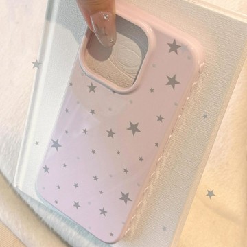ins風粉灰星星蘋果16手機殼18pro max適用iphone17韓系14亮面13軟