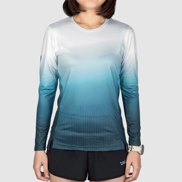 【A-MYZONE】亞洲女性剪裁 抗菌除臭 防曬速乾排汗上衣/登山上衣/慢跑長袖上衣/顯瘦機能上衣 -冰川藍