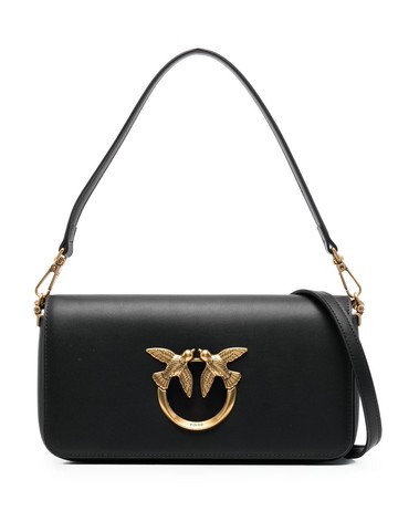 PINKO - logo-plaque crossbody bag - women - Silk/Calf Leather - One Size - Black