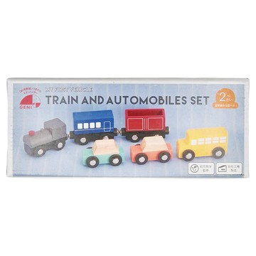 Ed.Inter 木質交通車套組 磁吸 汽車&火車  汽車 + 火車  6 x 3.3cm  1盒