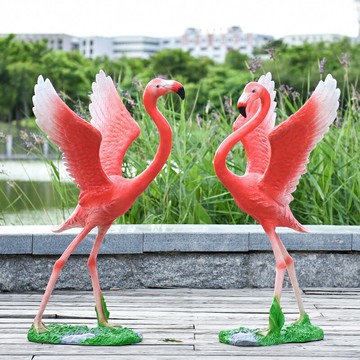 戶外仿真火烈鳥擺件大水池庭院花園園林景觀落地樹脂動物雕塑裝飾