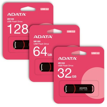 【台灣保固】ADATA 威剛 UV150 32G 64G 128G USB 3.2 隨身碟 黑/紅 速度可達100MB