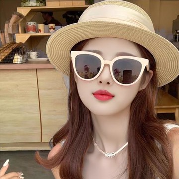 白框太陽鏡女2025新款韓版顯臉小防紫外線白色近視墨鏡高級感眼鏡