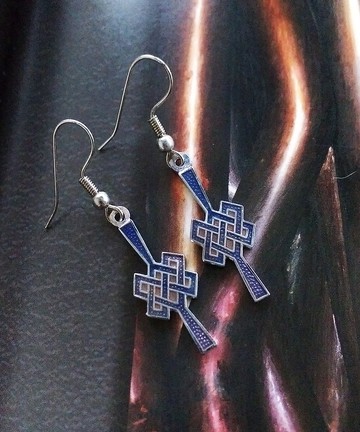 Vintage Jewelry  景泰藍 凱爾特繩結 紫色調 小巧 耳勾 針式耳環