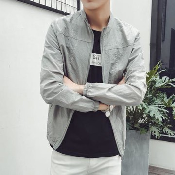 2024春夏秋季防曬衣服男士外套薄款夾克韓版修身帥氣外衣棒球衣服