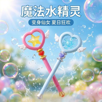台灣出貨  公主魔法棒水槍 仙女棒水槍 魔法水槍 水槍兒童玩具 抽拉式滋呲槍 噴水炮 遠射程水槍 打水仗神器 水炮 水槍