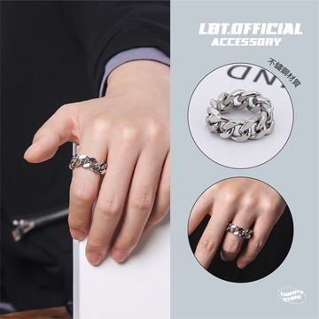 🌾Lbt•健太選物🌾韓國寬鎖鍊戒指 男戒指 鈦鋼 不鏽鋼 潮流流行 嘻哈 情侶對戒 食指戒