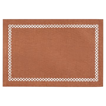 亞麻鏤空繡花方形西餐墊  黃棕色  45 x 30cm  1個