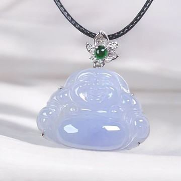 【母親節特惠】冰種紫羅蘭彌勒佛18K金鑽石 | 天然緬甸玉 | 送禮