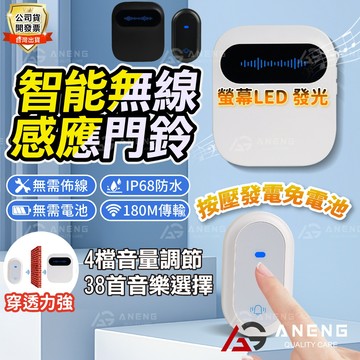 蝦皮隔日配 NCC認證 免電池無線門鈴 感應門鈴 無線電鈴 智能門鈴 電鈴 門鈴 防水門鈴 超長距離 無線門鈴感應器 看