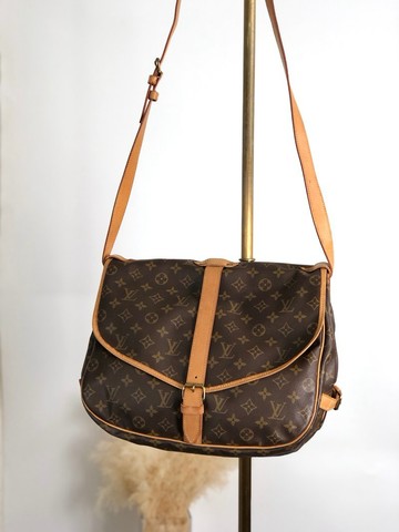 【日本直送 名牌中古包】LOUIS VUITTON 路易威登 肩背包 棕色 PVC 皮革 SOISSON 35 vintage jer2hr