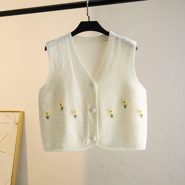 手工訂花開衫馬甲外套2025春秋季疊穿搭襯衣連衣裙坎肩針織包扣棉