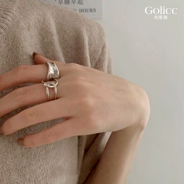 【Golicc】戒指 寬版設計時尚個性雙戒組
