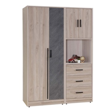 文創集 柏法斯 現代4.5尺四門三抽衣櫃/收納櫃組合-135.5x60.5x196.5cm免組