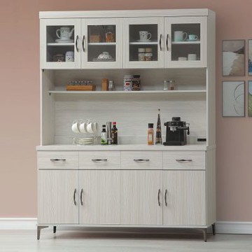 文創集 克亞克5.4尺八門四抽高餐櫃組合(內含插座)-161x40x205-cm免組