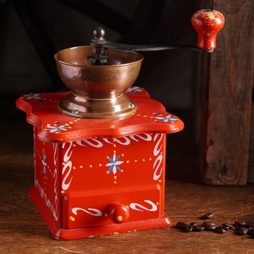 荷蘭手繪咖啡手搖磨豆機/紅銅料斗