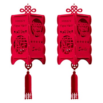 小麥購物 新年春節大紅方形毛氈節慶掛飾 L903  62 x 18cm  紅色