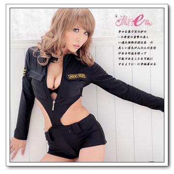[台灣現貨]角色扮演長袖深V爆乳賽車服女警制服 展場香車美人派對服 流行E線2454