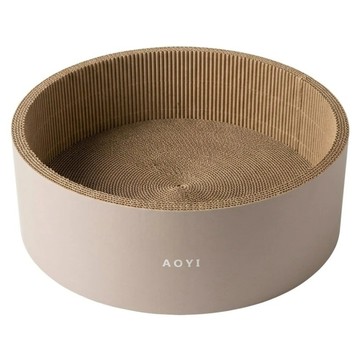 AOYI 奧藝 日系和風木桶式貓抓盆 MIT  晨霧摩卡  1個  43 x 43 x 14 cm