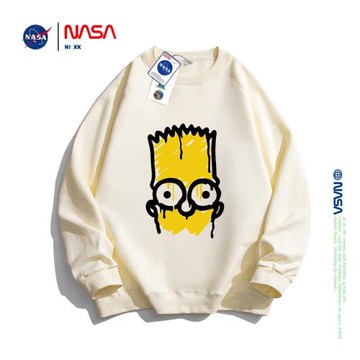 NASA秋季休閑黑色長袖圓領衛衣