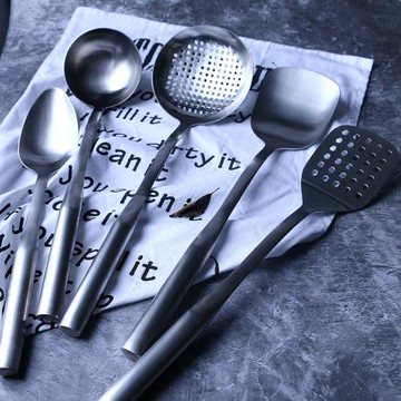 316不銹鋼鍋鏟湯勺煎鏟漏勺漏鏟分餐勺尖更廚房烹飪勺鏟套裝一體