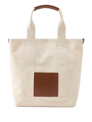 Woolrich - logo-debossed canvas tote bag - men - Cotton/Leather - One Size - Neutrals