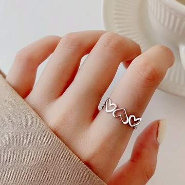 韓系 放空愛心 戒指 開口可調整 台灣當天出貨 尾戒飾品 戒指女 金戒指 情侶戒指 閨蜜戒指 手飾 食指戒 F705