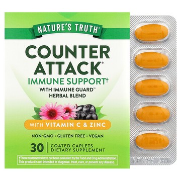 Nature's Truth, Counter Attack® with Vitamin C & Zinc, 30 Coated Caplets